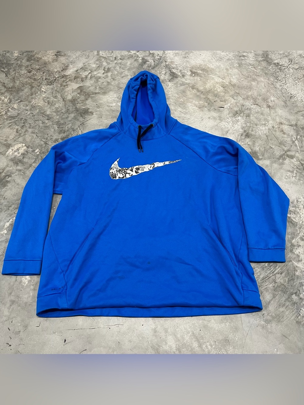 Nike Dri-FIT Hoodie Mens 4XL Blue Graphic Logo Fleece Pullover